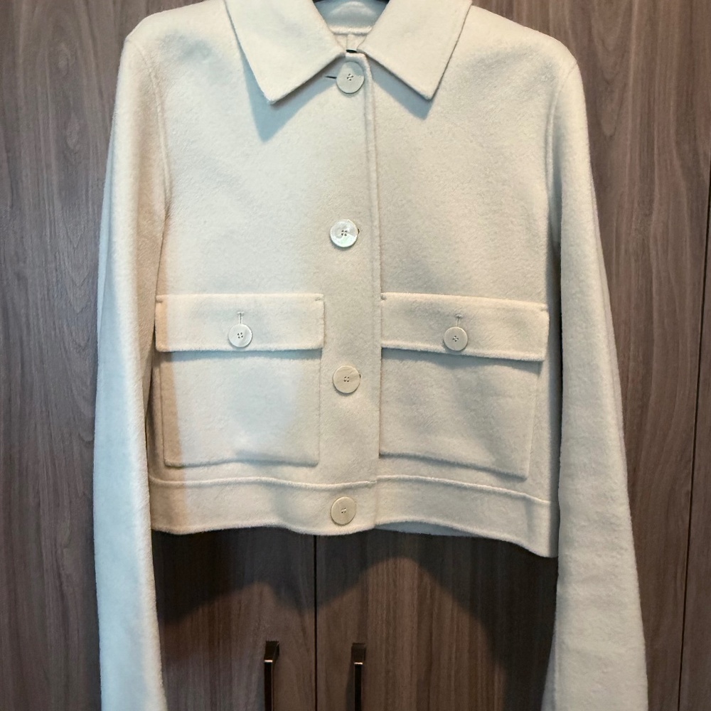 Theory ivory wool cropped jacket